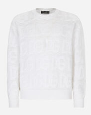 Dolce & Gabbana Cotton jacquard sweater with all-over jacquard DG White GXX46TJBSIO