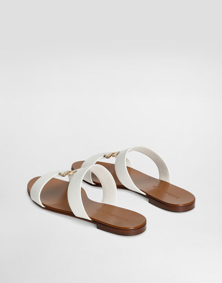 Dolce & Gabbana Calfskin sliders with DG logo White CQ0608AW576