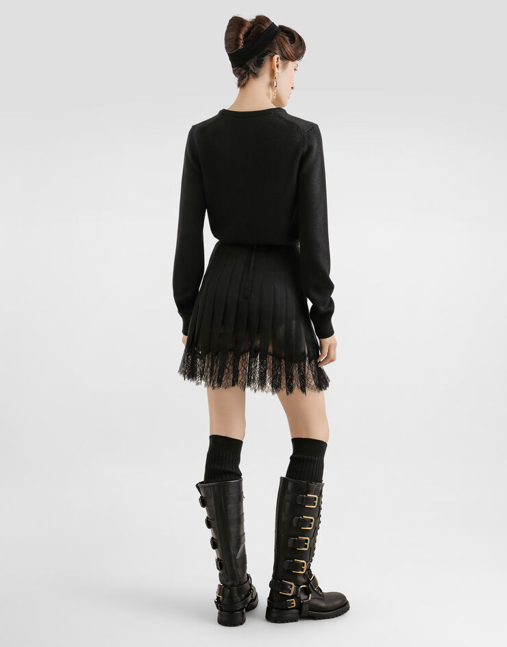 Dolce & Gabbana Pleated chiffon short skirt Black F4CNCTFUSNW