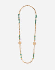 Dolce & Gabbana Necklace with natural stones and DG logo medallions Multicolor CS1941AQ356