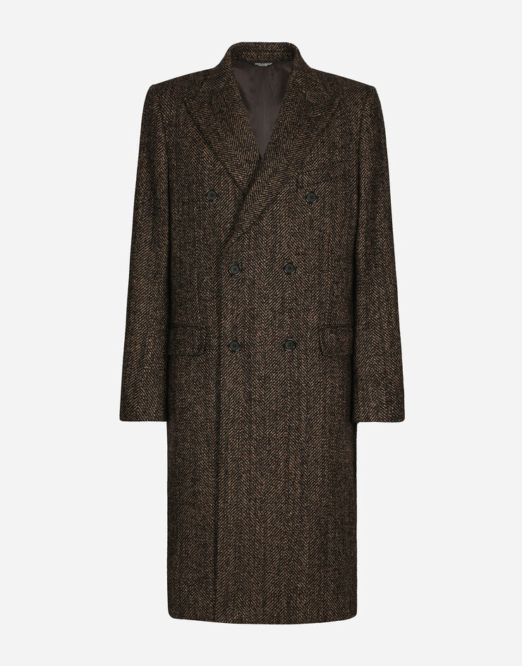Dolce & Gabbana Double-breasted herringbone alpaca wool coat Multicolor G039BTFCMDC