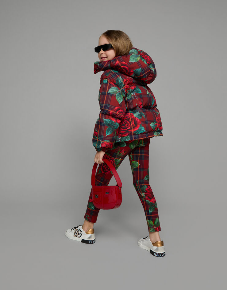 DolceGabbanaSpa Short tartan-print down jacket Red L5JBN8ISMFQ