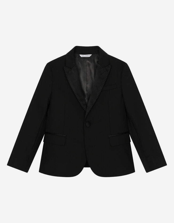 Dolce & Gabbana Single-breasted tuxedo suit in stretch wool Black L41U49FUBBG