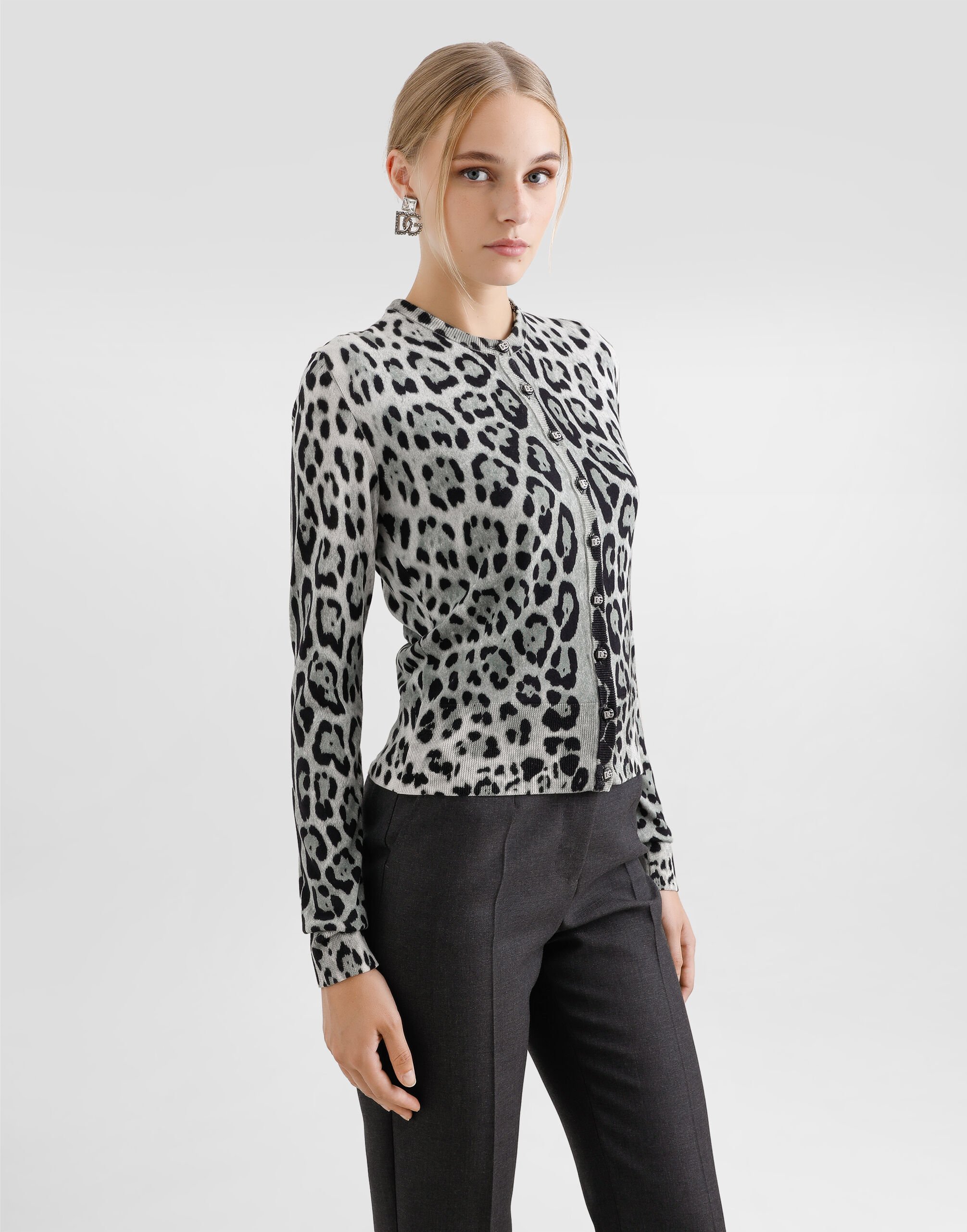 【12月スーパーSALE 15％OFF】 Leopard-print silk Women for Print in cardigan トップス