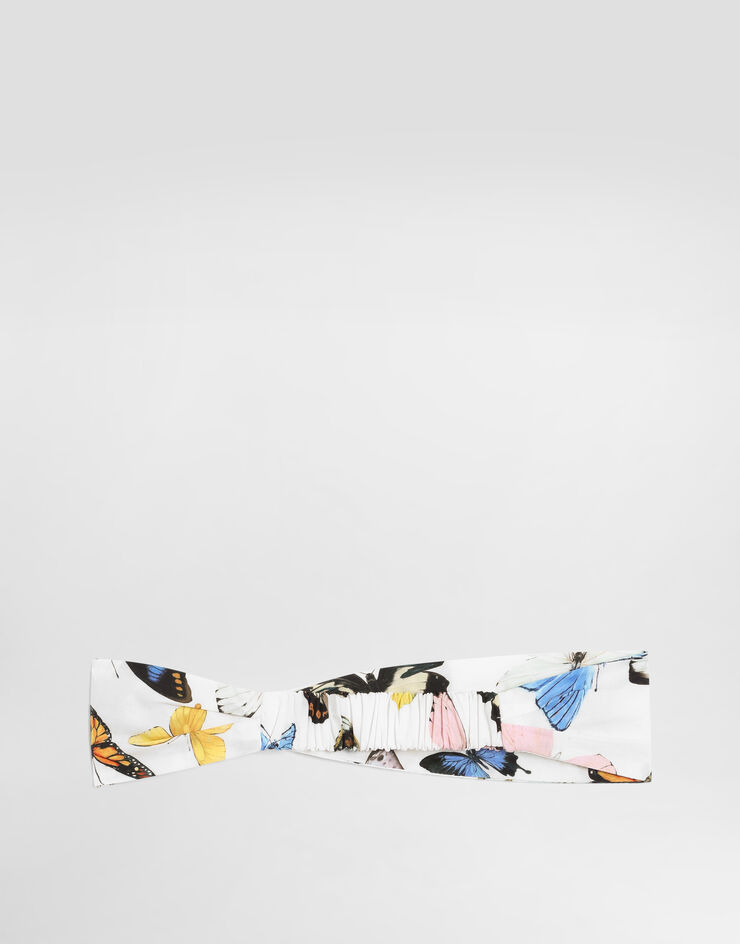 Dolce & Gabbana Poplin headband with butterfly print Print LN5H08FI5KS