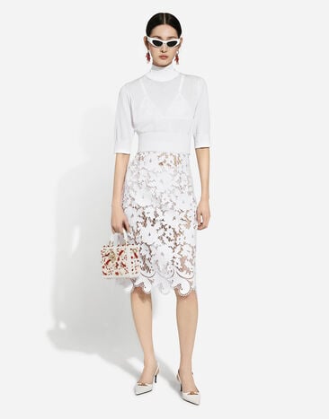 Dolce & Gabbana Cotton and silk cropped sweater White FXW12TJFMEB