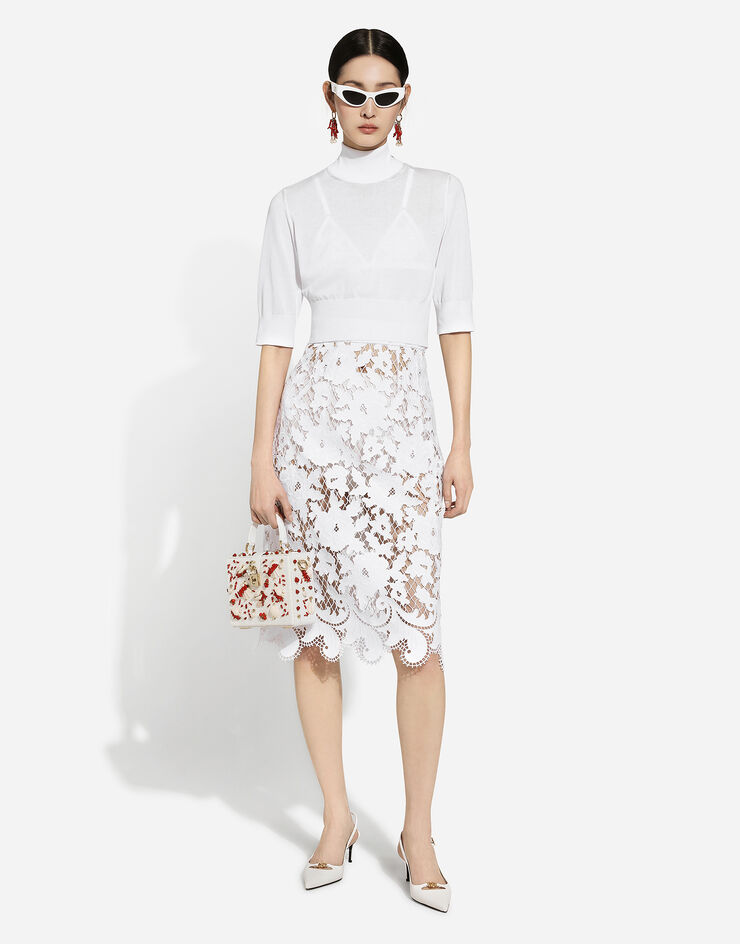 Dolce & Gabbana 丝棉混纺短款针织衫 白 FXW12TJFMEB