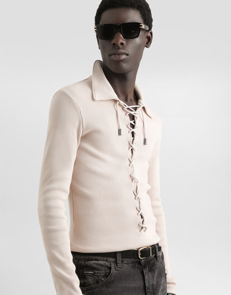 Dolce & Gabbana Cotton interlock polo t-shirt Beige G8SR3TFUGFJ