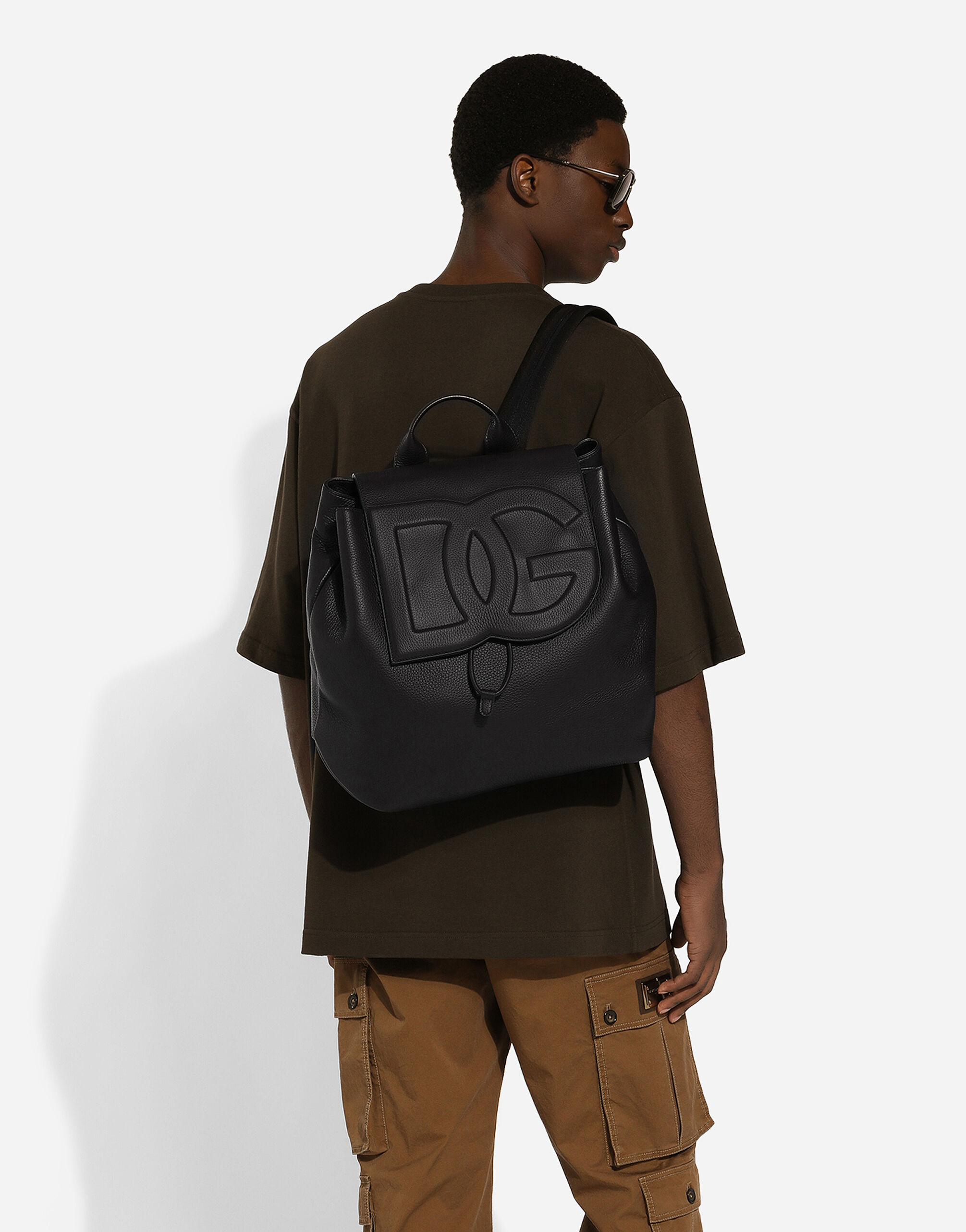 Deerskin backpack in Black for Men Dolce Gabbana