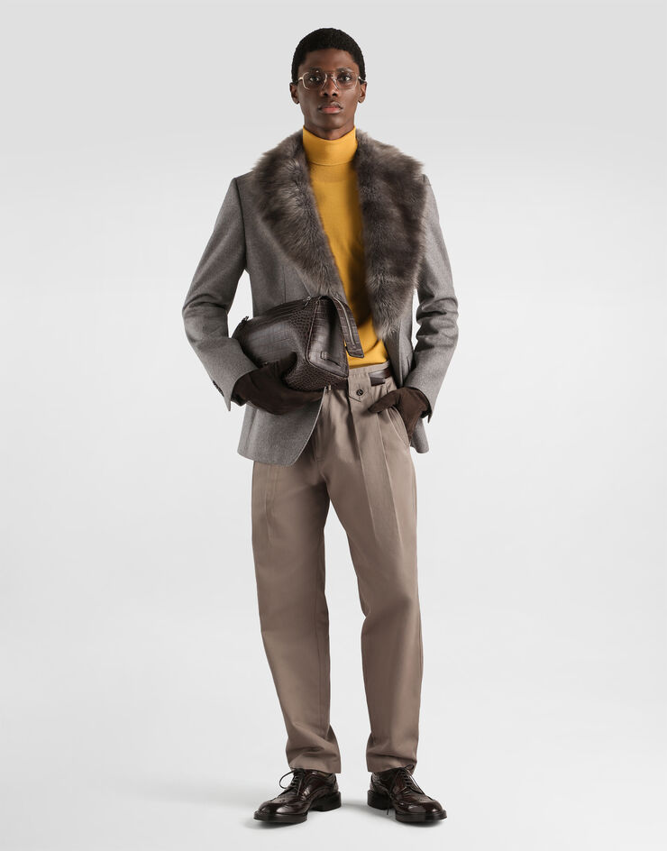 Dolce & Gabbana Single-breasted cashmere jacket Grey G2VR6ZHU2BY