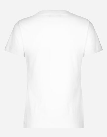 Dolce & Gabbana DG 로고 저지 티셔츠 White F8T00ZGDB5U