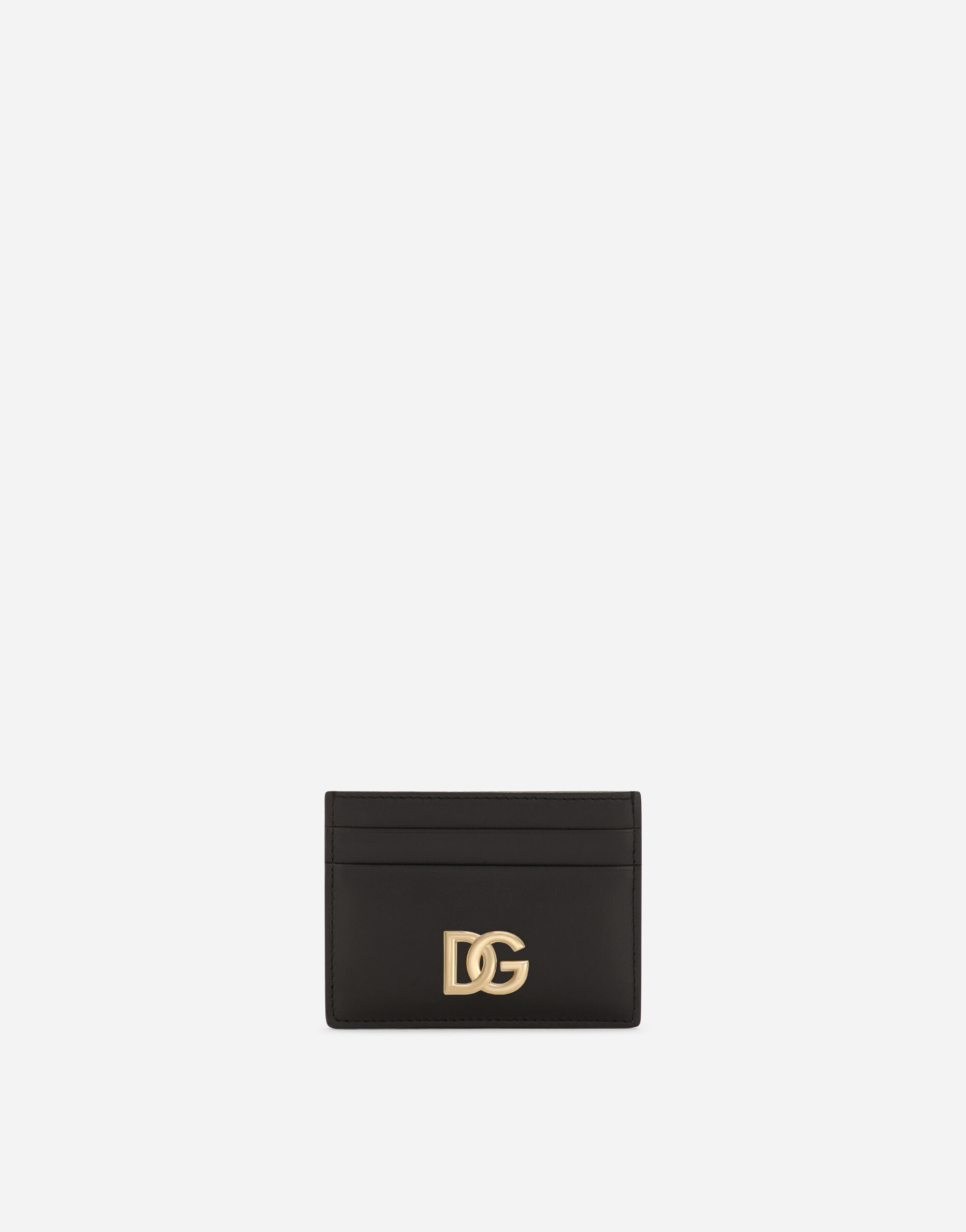 Dolce & Gabbana Calfskin card holder with DG logo Black BI1261AW576