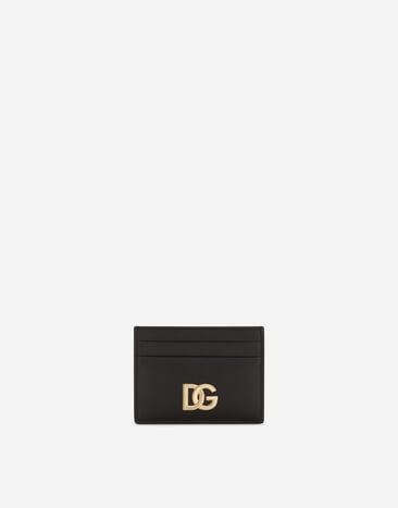 Dolce & Gabbana Tarjetero en piel de becerro con logotipo DG Verde BB6711AV893