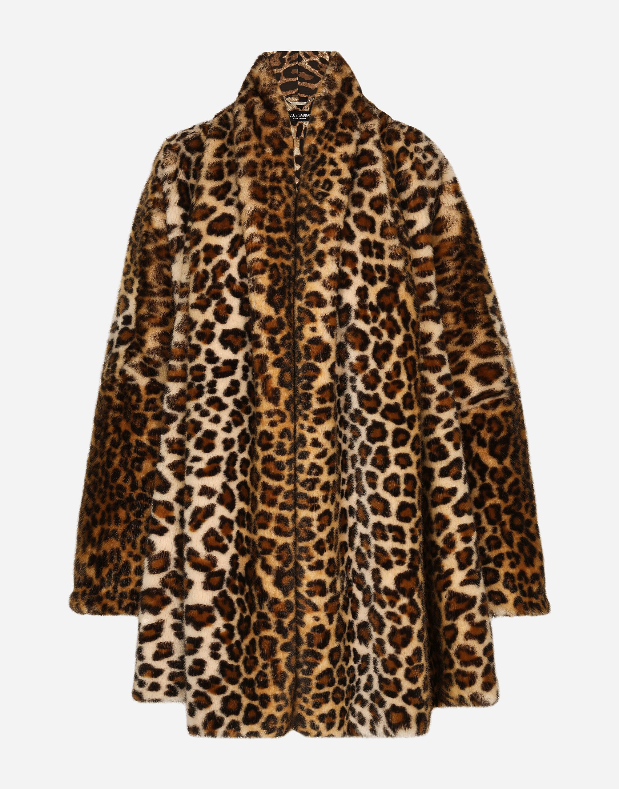 Dolce & Gabbana KIM DOLCE&GABBANA Faux fur cape with leopard print Black VG6187VN187