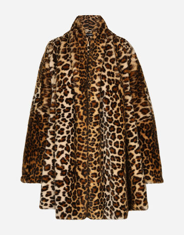 Dolce & Gabbana KIM DOLCE&GABBANA Faux fur cape with leopard print Black F0D1OTFUMG9