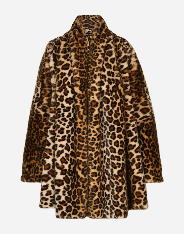 Dolce & Gabbana KIM DOLCE&GABBANA Cape en fourrure synthétique à imprimé léopard Imprimé Animalier F0C4YFFUPU8
