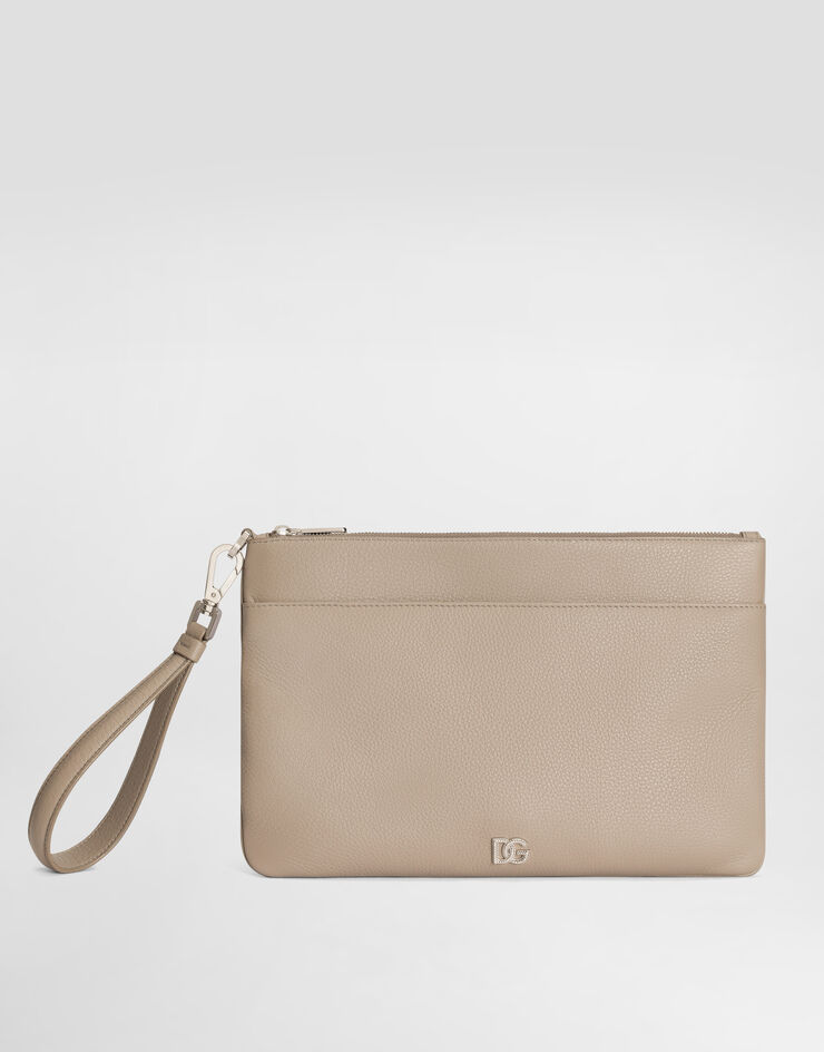 Dolce & Gabbana Trousse de toilette en cuir de veau avec logo Dolce & Gabbana Trousse de toilette en cuir de veau avec logo Beige BP3294A0370