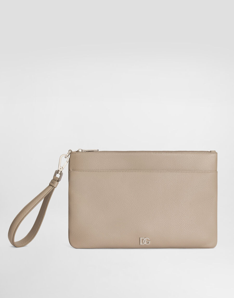 Calfskin toiletry bag with logo