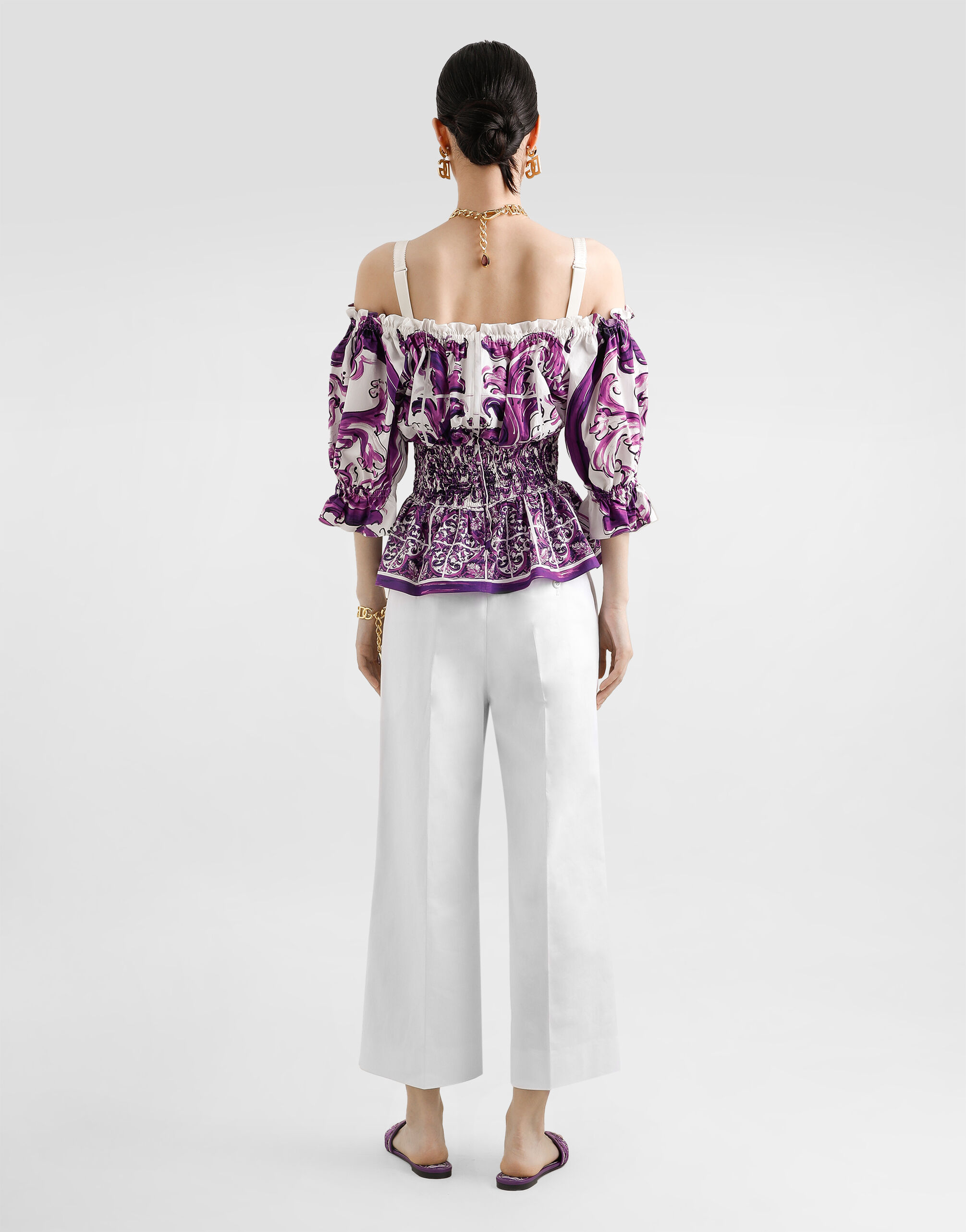 Multicolorのウィメンズ マヨリカプリント ポプリン トップ