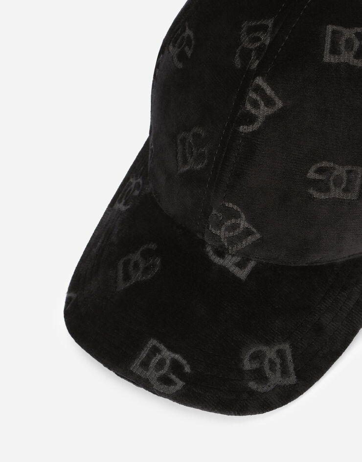 Dolce & Gabbana Velvet baseball cap with jacquard DG logo Black GH590AFUVMP