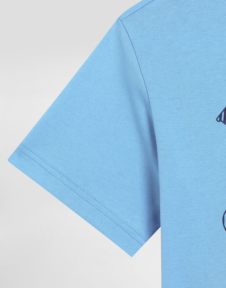 Dolce & Gabbana Jersey T-shirt with Dolce&Gabbana logo Azure L4JTHVG7OJY