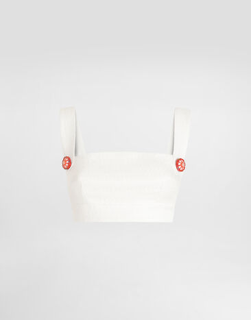 Dolce & Gabbana توب من نسيج حصيري White F7BU6TFU9AU