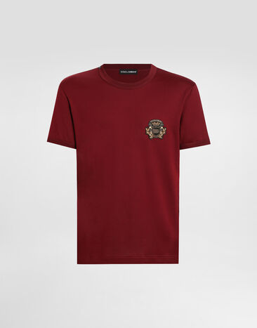 Dolce & Gabbana Cotton t-shirt with heraldic patch Bordeaux G8PV1ZG7PJ5