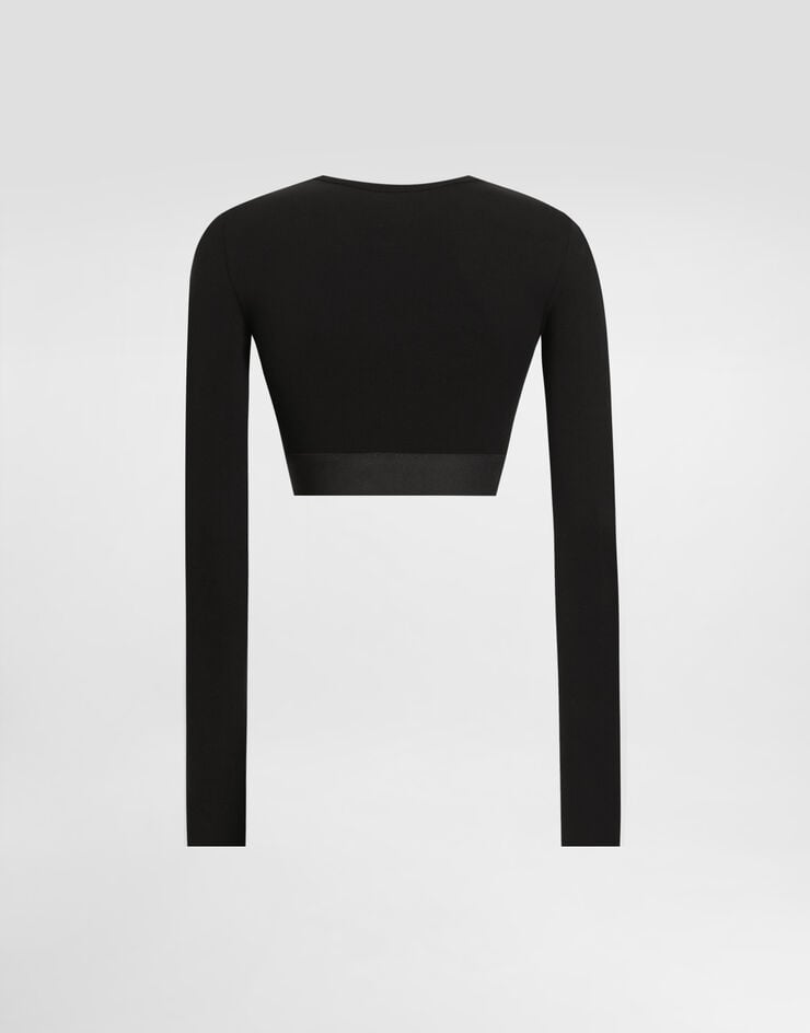 Dolce & Gabbana Long-sleeved jersey top with branded elastic Dolce & Gabbana Long-sleeved jersey top with branded elastic Multicolor F8N51TGDCML