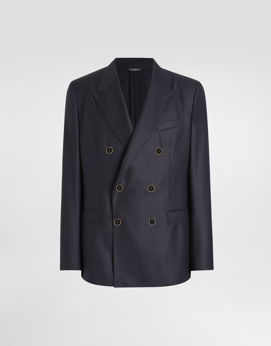Double-breasted taormina jacket in bird's eye wool
