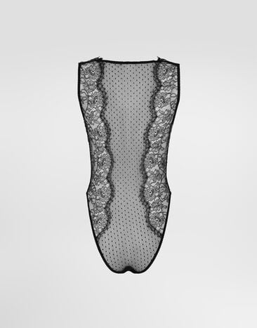 Dolce & Gabbana Lace bodysuit with plunging neckline Black O9A30THLMUY
