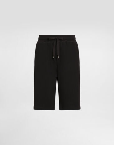 Dolce&Gabbana Bermudas de chándal en punto con placa con logotipo Noir G5LD2LGG724