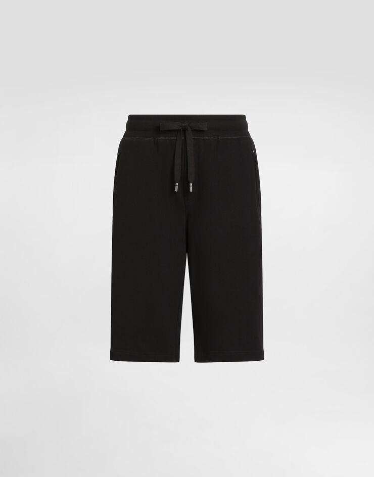 Dolce & Gabbana Bermudas de chándal en punto con placa con logotipo Negro GVB7HTG7F2G