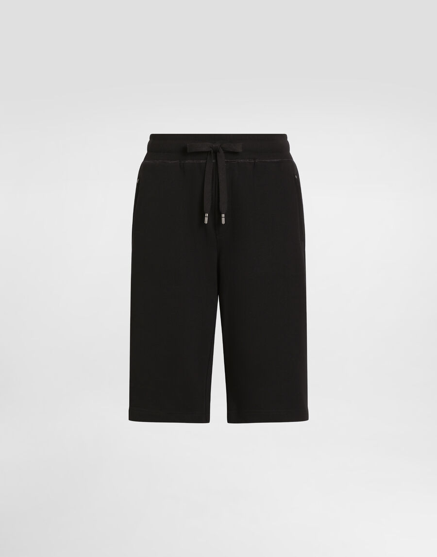 Jersey jogging shorts with logo tag