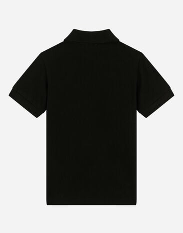 Dolce & Gabbana Polo de piqué con placa con logotipo Negro L4JTGWG7M4T