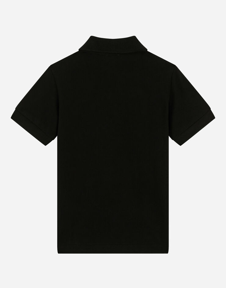 Dolce & Gabbana Piqué polo-shirt with logo tag Negro L4JTGWG7M4T