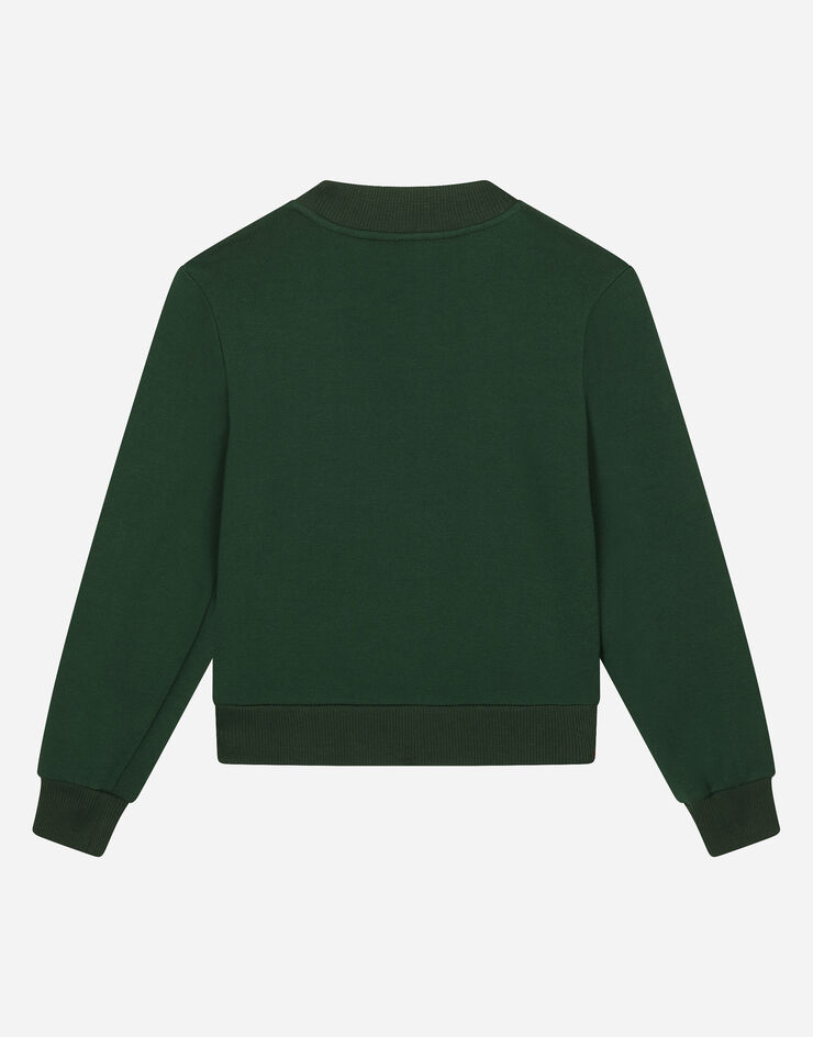 Dolce & Gabbana Sudadera de cuello redondo en punto con placa con logotipo Verde L4JWIFG7M4R