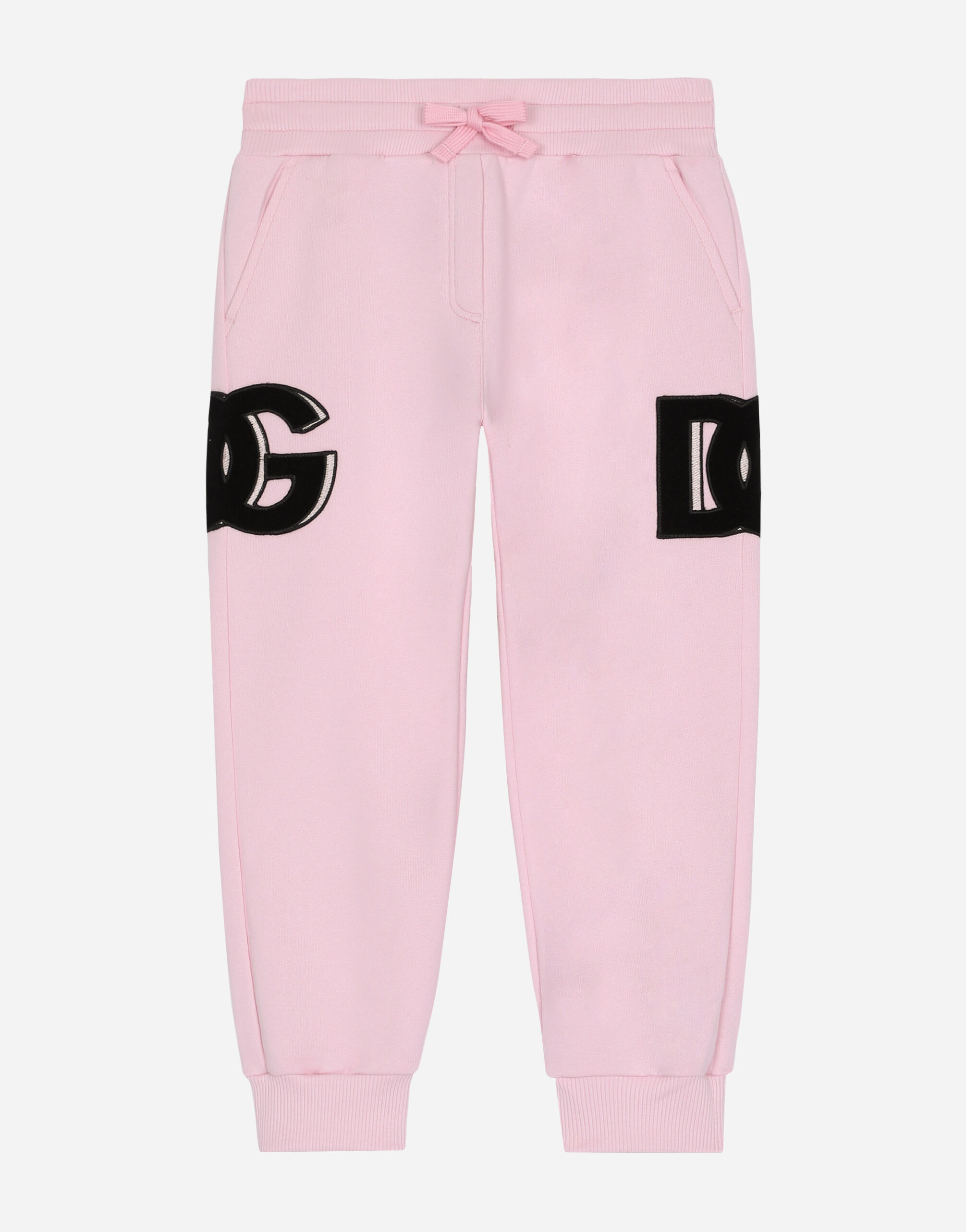 Jersey jogging pants with DG logo patch in Pink for