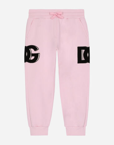 Dolce & Gabbana Jersey jogging pants with DG logo patch Pink L5JPA3G7IGH