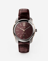 Dolce & Gabbana DG7 watch in steel with engraved side decoration in gold Bordeaux WWEEGGWW045