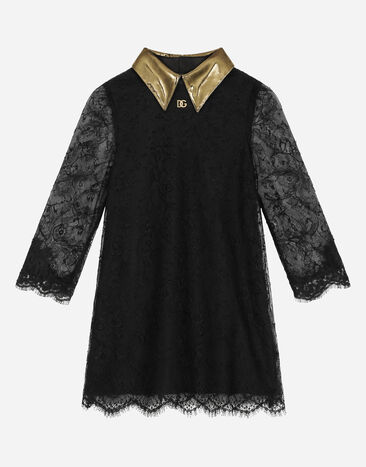 Dolce & Gabbana فستان دانتيل بأكمام طويلة أسود LB1A58G0U05