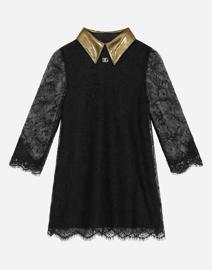 Dolce&Gabbana Long-sleeved lace dress Black L53DR8G7K6B