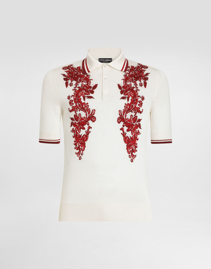 Dolce & Gabbana Silk polo shirt with intarsia Dolce & Gabbana Silk polo shirt with intarsia Multicolor GXZ02TJBSPM