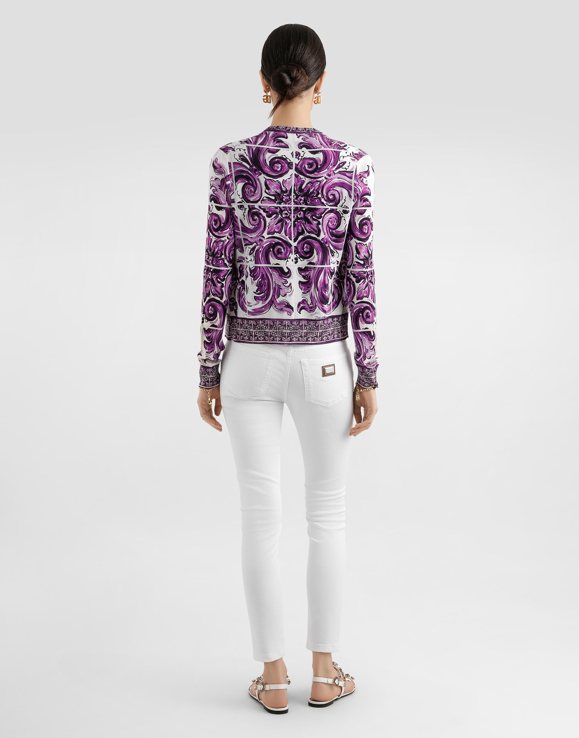 Majolica-print silk cardigan in Multicolor for Women