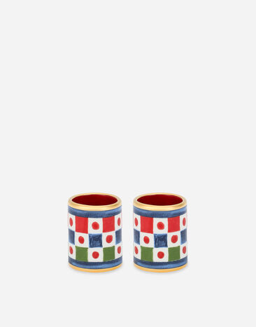 Dolce & Gabbana Set 2 Large Porcelain Napkin Rings Multicolor TCGS06TCAEM