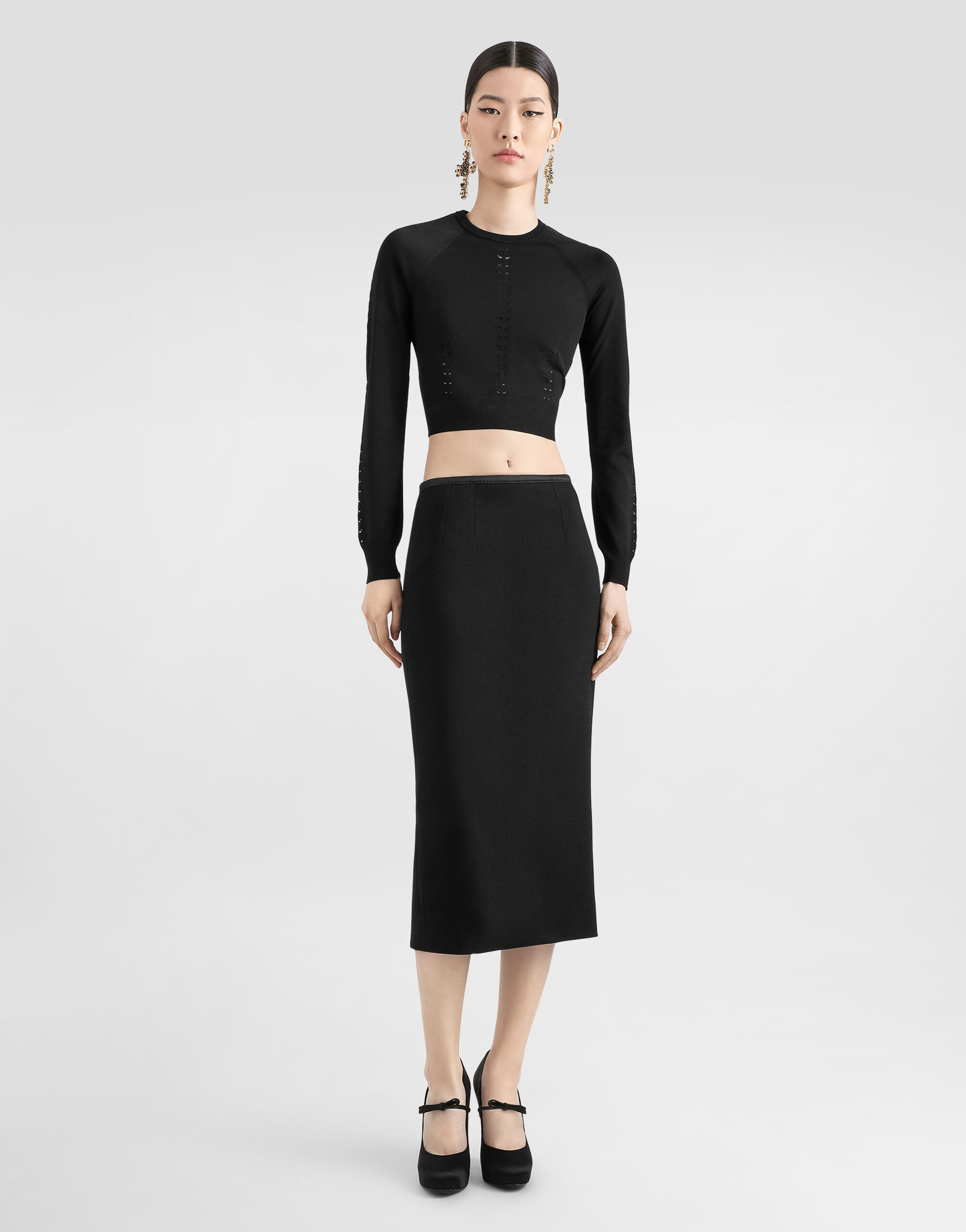 Cropped viscose sweater in Black for Women | Dolce&Gabbana® US