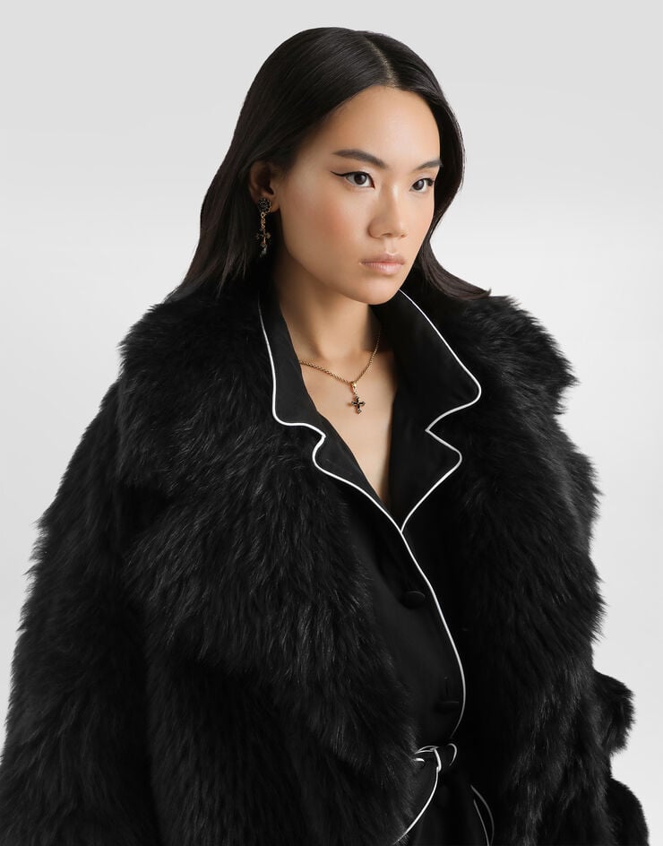 Dolce & Gabbana Single-breasted shearling coat Dolce & Gabbana Single-breasted shearling coat Black F0Y17FFUP89
