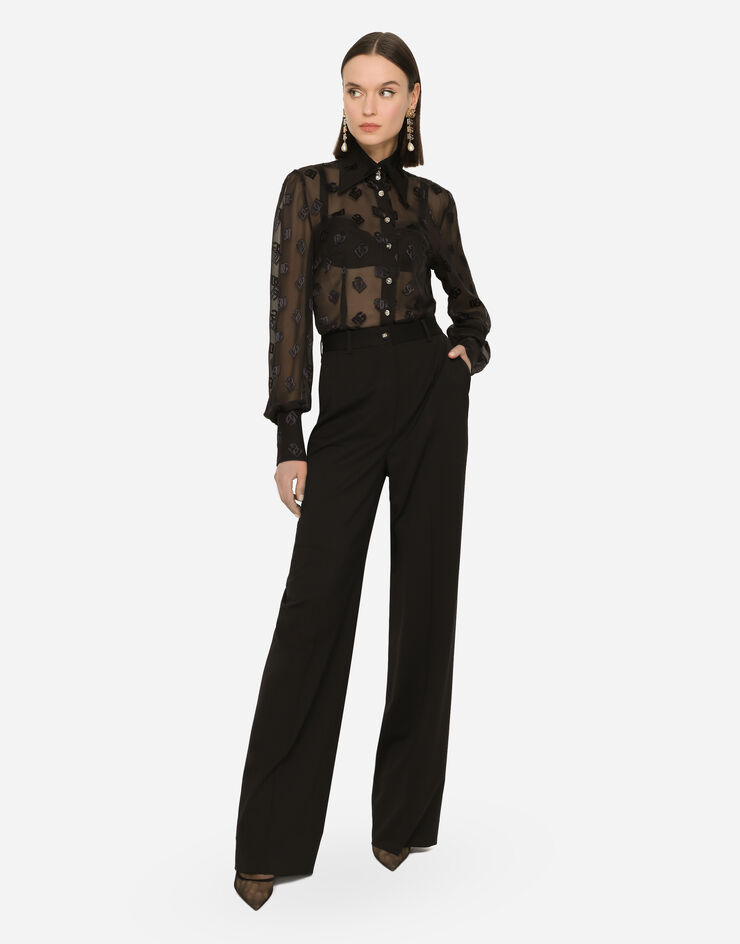 Dolce & Gabbana Pantalón palazzo de gabardina Negro FTBQZTFUBF0
