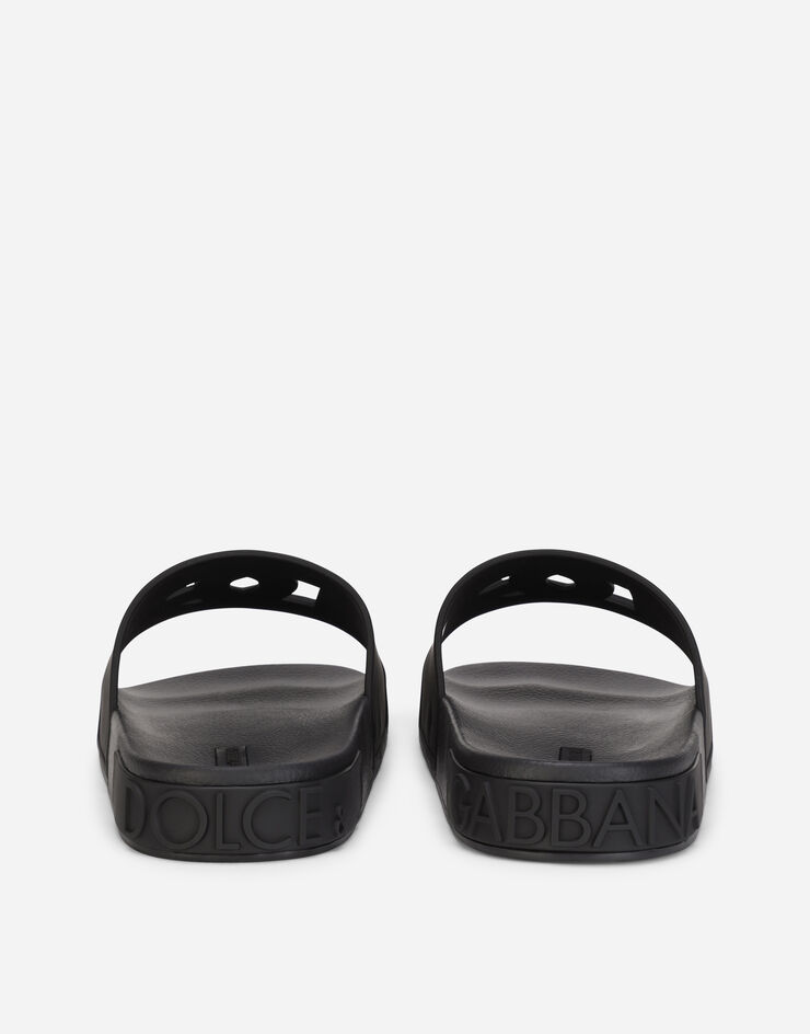 Dolce & Gabbana DG Millennials 徽标橡胶沙滩拖鞋 黑 CS2012AO666
