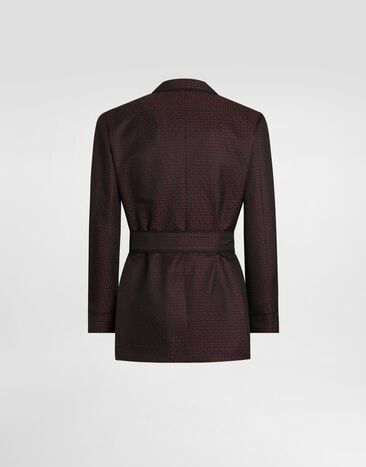 Dolce & Gabbana Doppelreihige Jacke aus Jacquard mit Mikromuster Multicolor G2WA3TFJZAM