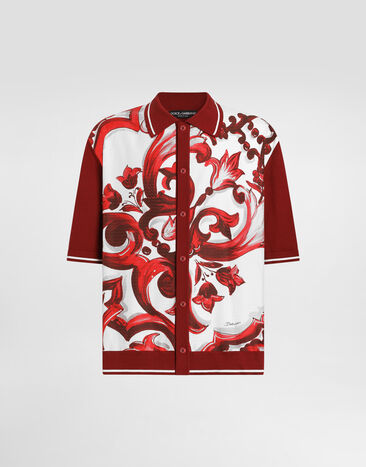 Dolce & Gabbana マヨリカプリント シルク&コットン シャツ Dolce & Gabbana マヨリカプリント シルク&コットン シャツ ボルドー GXVAATJGMIS